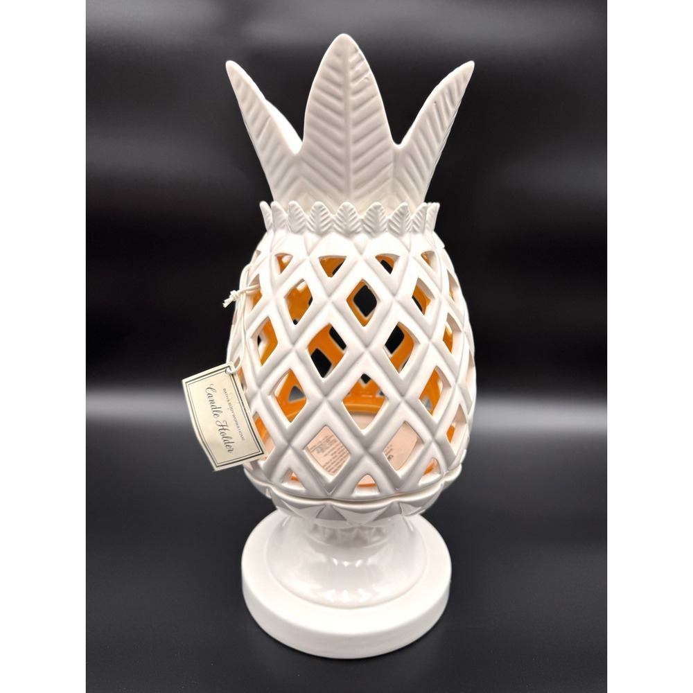 Harry Slatkin Bath & Body Works Pineapple 3-Wick Candle Luminary 12" Lamp RARE